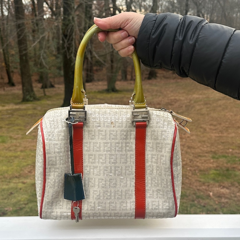 Fendi Sequin-Embellished Zucchino Boston Bag - Picture 3 of 16